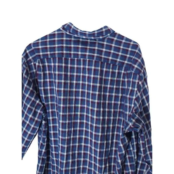 J.Crew Men’s XL Heathered Blue/Red Plaid Long-Sleeve Cotton Shirt - Picture 3 of 10